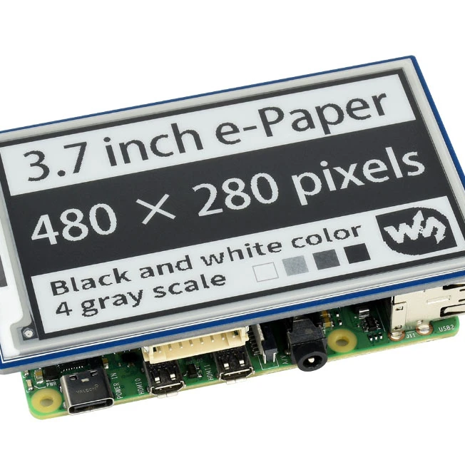 

Waveshare 3.7inch E-paper E-Ink Display HAT 480*280 Resolution Black White Color SPI for Raspberry Pi