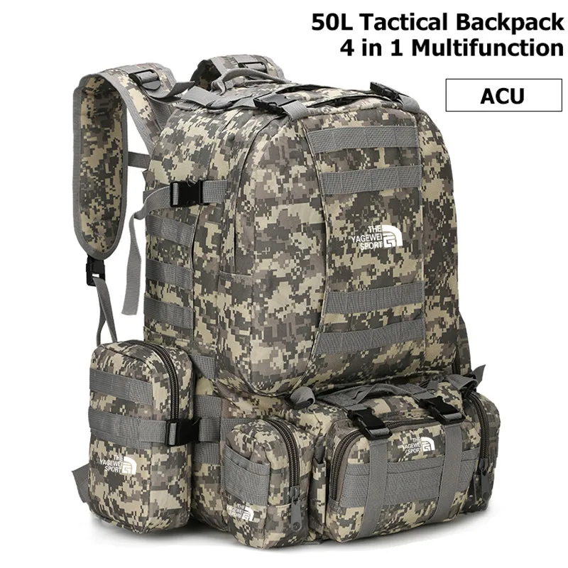 

Brand Military Combined Backpack 50L Large Capacity Multifunction Rifle Rucksacks Men Travel Trekking Tactical Assault Knapsack