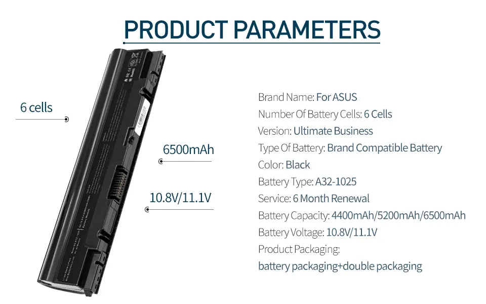 Golooloo 6500 мАч 6 Cell Аккумулятор для ноутбука Asus Eee PC A31-1025 A32-1025 1025 EPC 1025C 1025C 1225 1225B 1225C R052 R052C R052CE