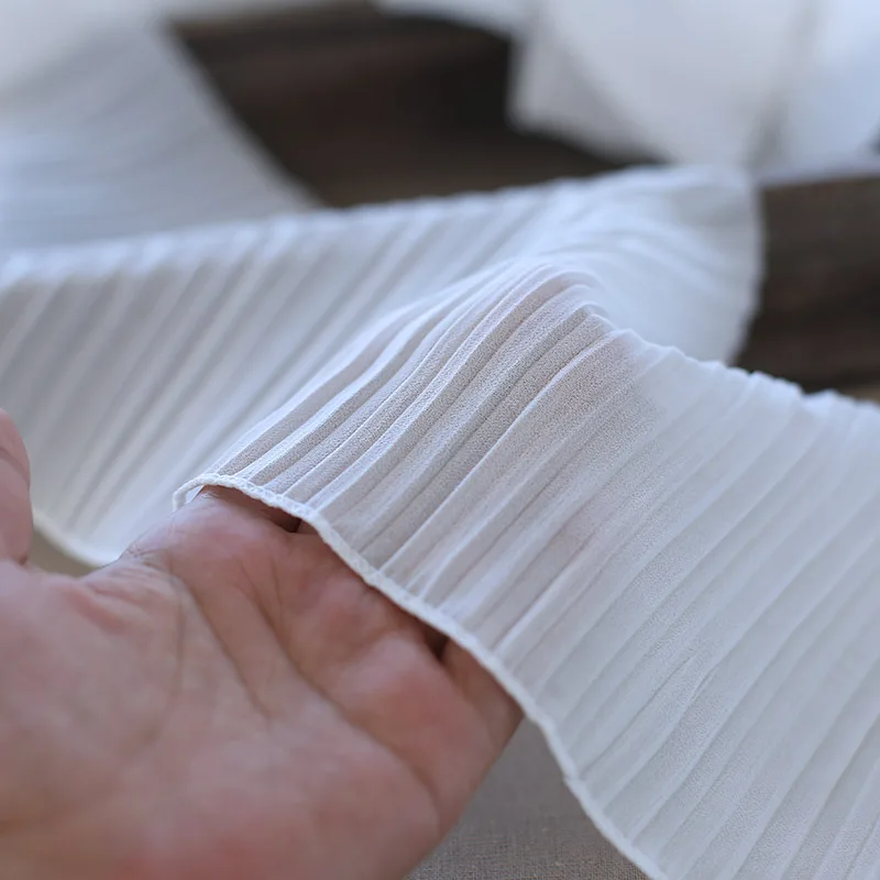 18 см широкая белая мягкая жемчужная шифоновая плиссированная кружевная ткань