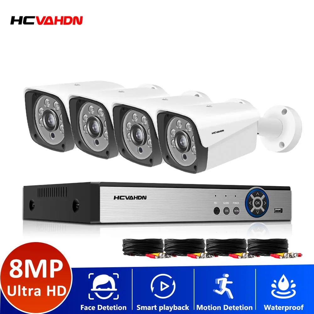 

H.265 4CH 4K AHD Security Camera System Kit AI Face Detection AHD Camera IR Night Vision CCTV Video Surveillance DVR Set
