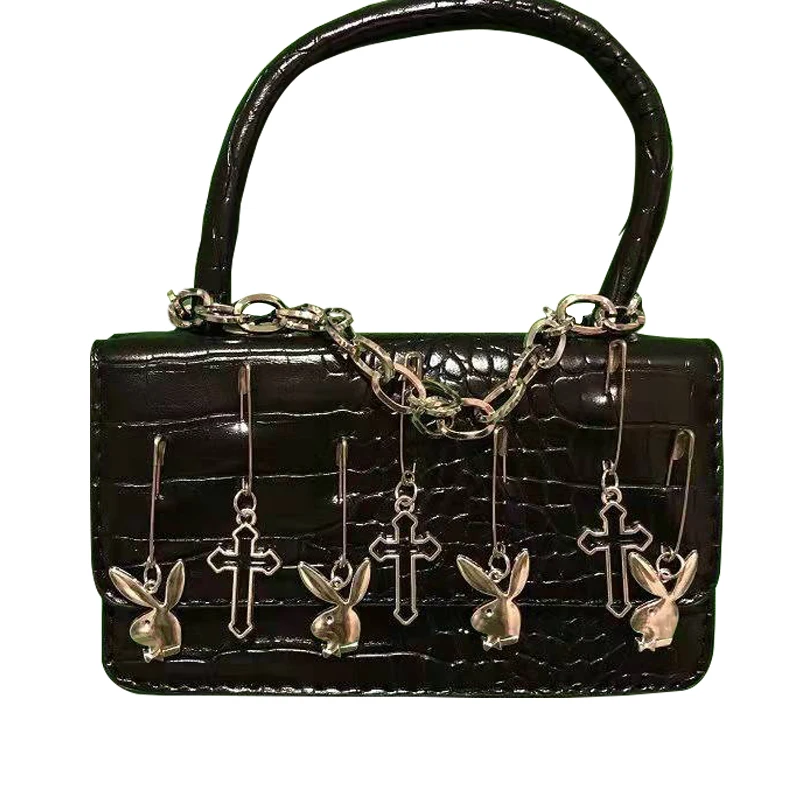 

Новинка 2022, модная сумка на плечо для женщин, металлические женские сумочки в стиле панк, кроличья кожа, паук, темные кошельки через плечо