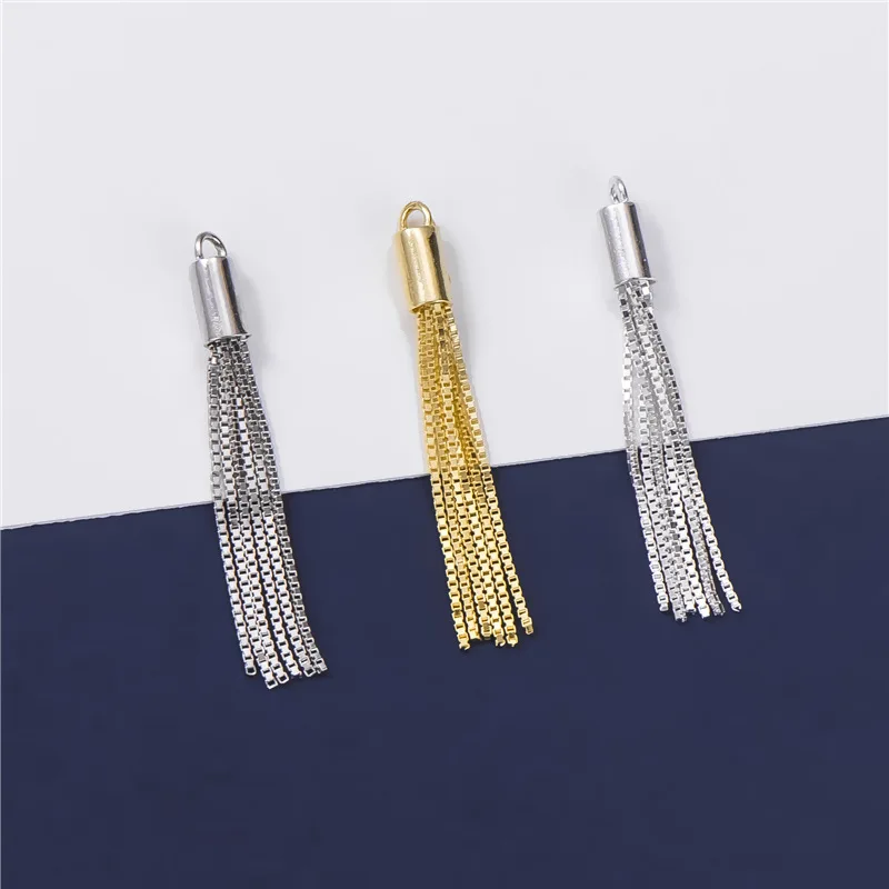 1Pcs New Pattern S925 Sterling Silver Fashion Tassel Beaded Bracelet Pendant Handmade Jewelry Accessories DIY Earring Tassel Hot