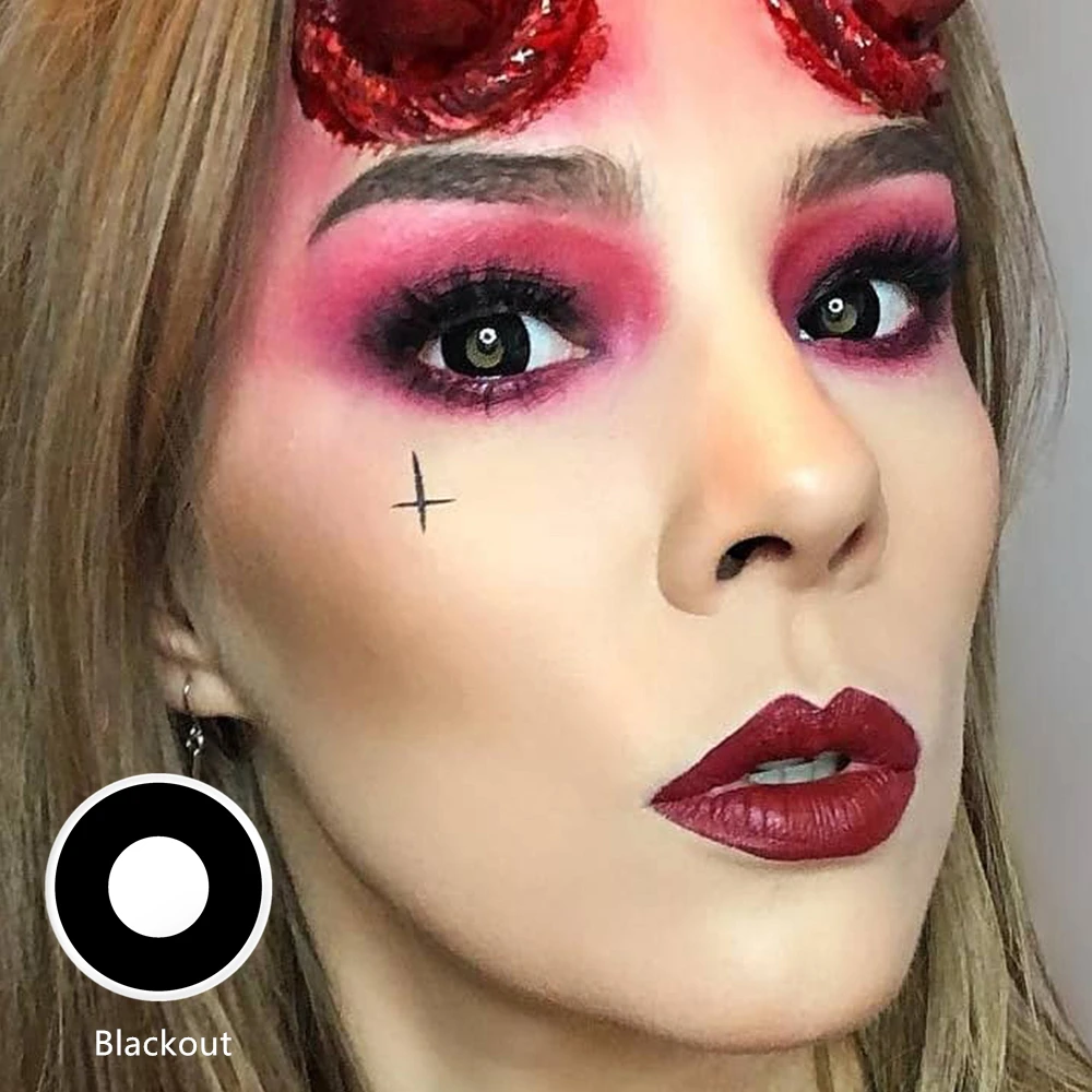 Цветные контактные линзы FreshGo для косплея Хэллоуина светящиеся и белые глаз