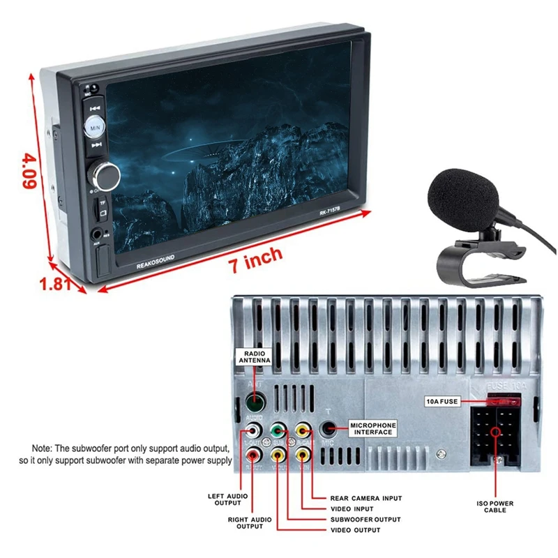 

Double Din 7 Inch Car Stereo with Carplay, Full Contact Screen Car MP5 Player Mirror Link BT FM Remote Control