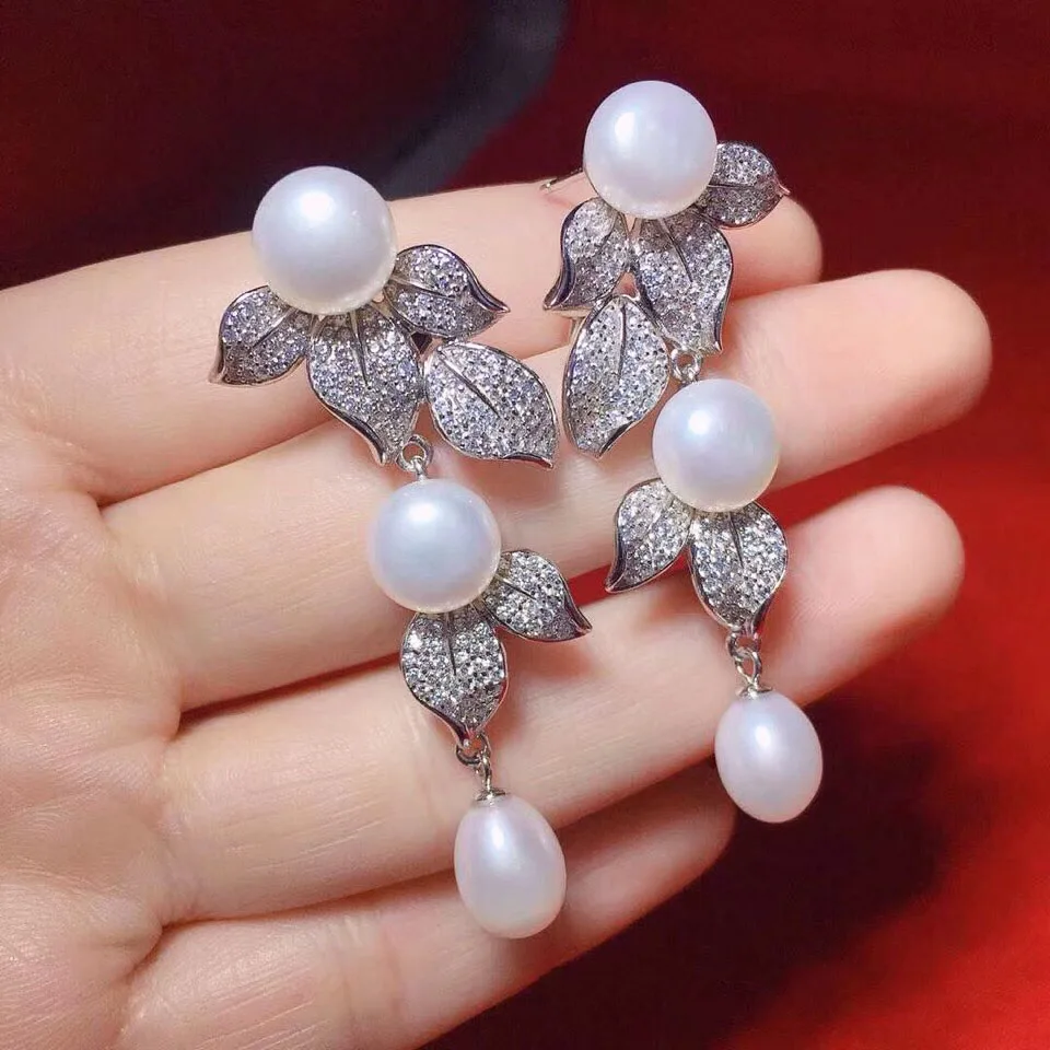 Один комплект пресноводный жемчуг белый круглый 8-9 мм 46 см кулон ожерелье серьги