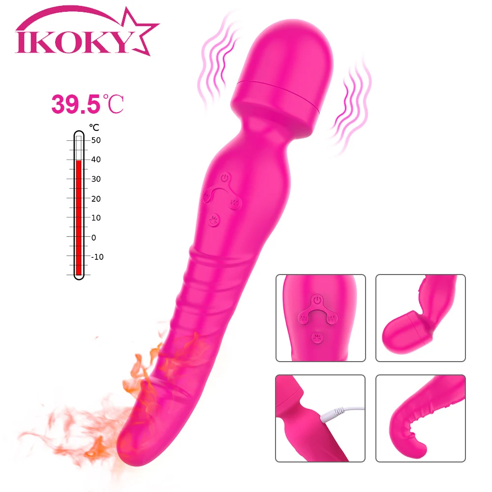 IKOKY нагревательный двойной вибратор интимные игрушки для женщин Стимулятор