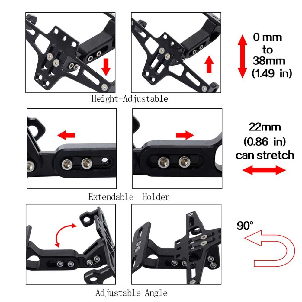 

Motorcycle Registration License Plate Holder Motorcycle Splasher Eliminator Rear Tail Tidy Splasher With LED Light for ATV
