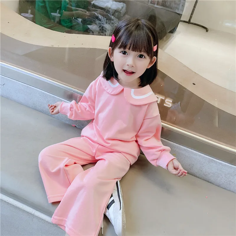 

Girls Navy Style Webbing Suit Casual Two-piece Suit Toddler Girl Fall Clothes Kids Boutique Clothing Wholesale Fashion Clothes