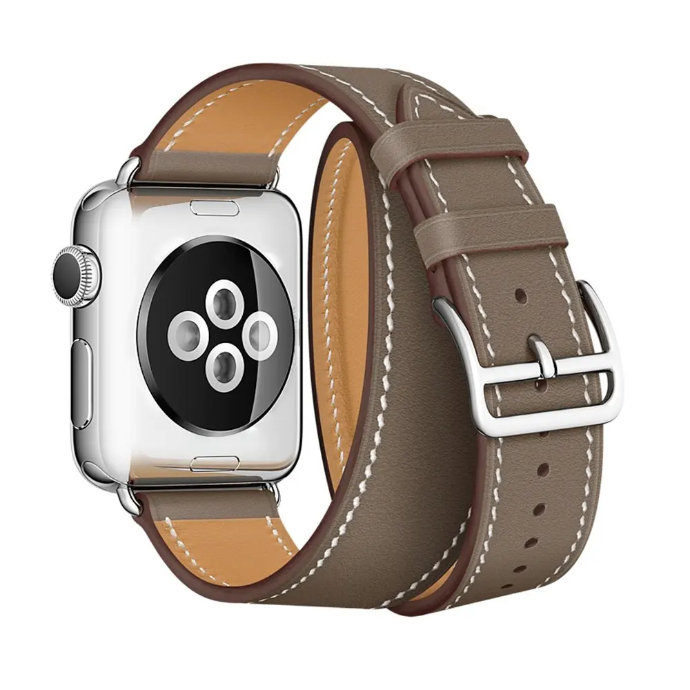 Двойная кожаная Петля для Apple Watch Band Series SE 6 5 42 мм 38 сверхдлинный ремешок iWatch 4 3 2 1
