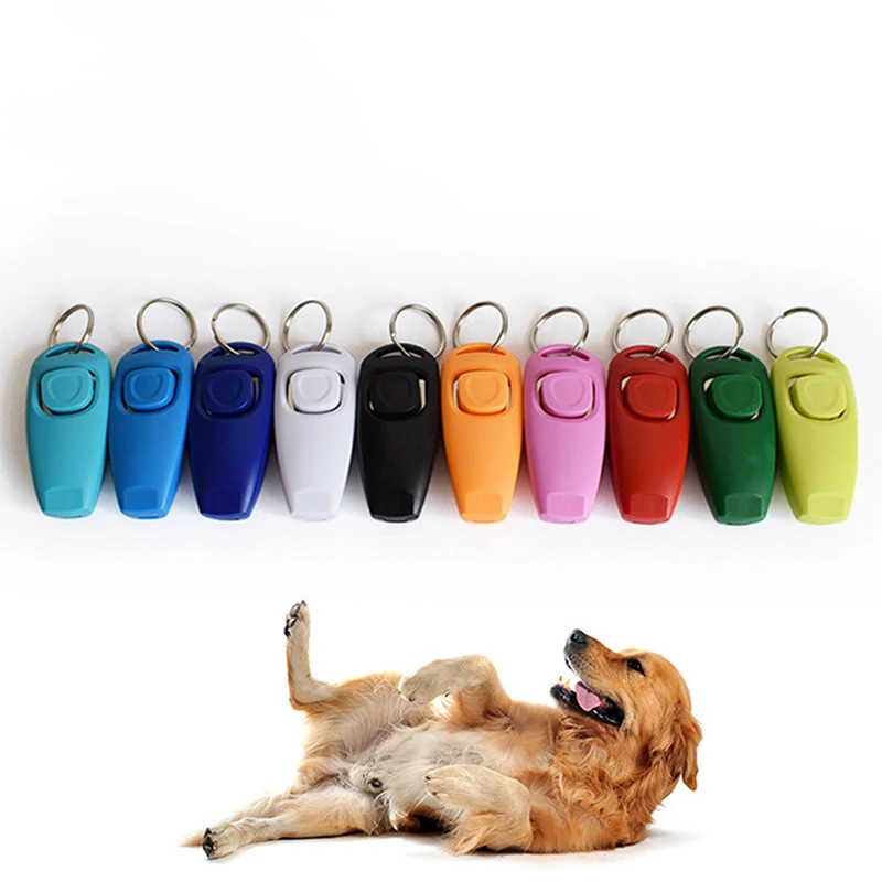 

2 в 1 домашнему животному кликер тренировочный свисток для собаки с кольцом для ключей для товары для домашних собак домашних животных