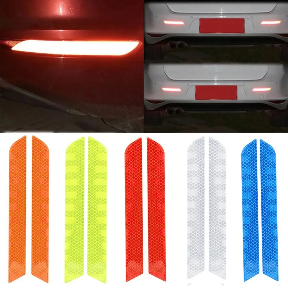 

2pcs Car Reflective Strip Stickers Rear Bumper Night Safety Warning Decal Tape