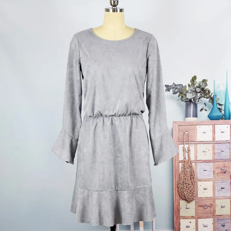 Модные замшевые платья для мамы и дочки семейная одежда осеннее Повседневное