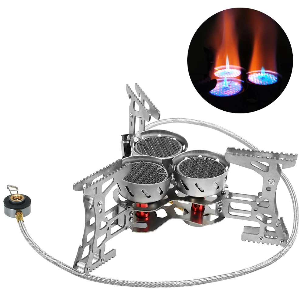 Ветрозащитная газовая горелка 8000 Вт складная туристическая для кемпинга походов