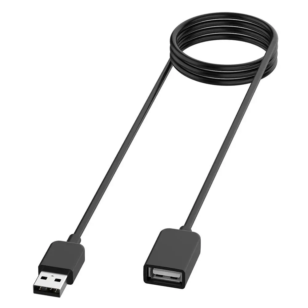 Black USB Extension Cord 1m Portable Charging Cable for NIKE SportWatch GPS/Huawei Band 4/Honor Band 5i/POLAR M200