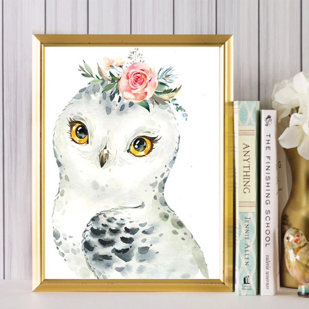 

Huacan Diamond Painting Full Square Animal Home Decoration Mosaic Owl Embroidery Flower Diamond Art