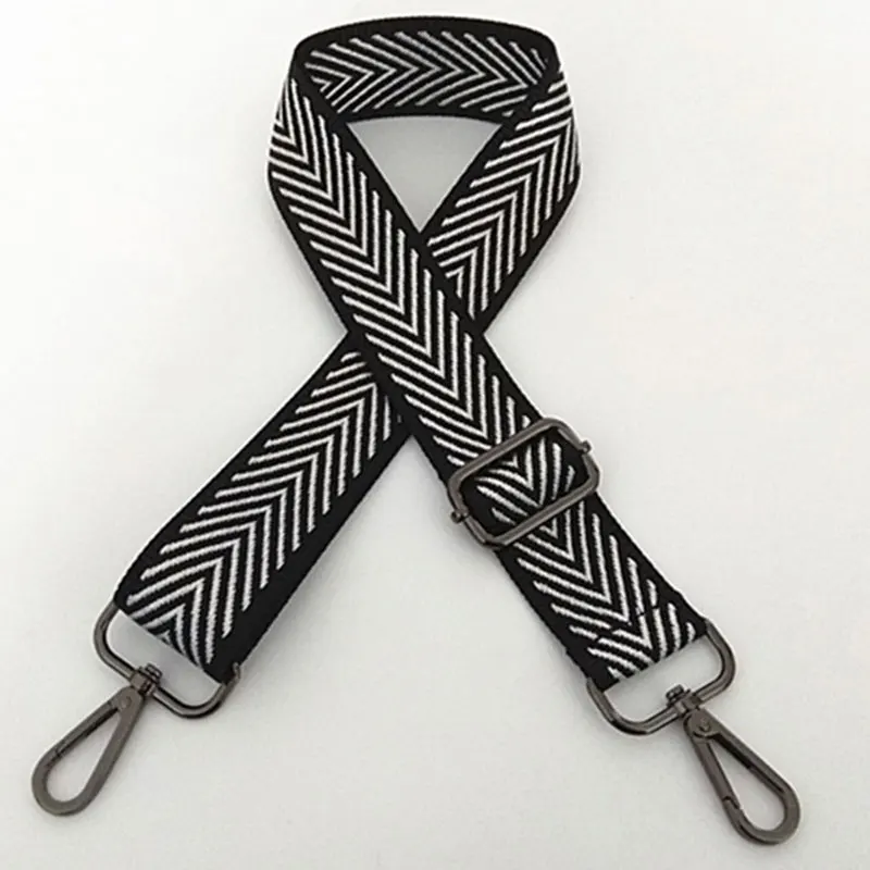 silver black buckle Для женщин DIY сумка Широкий ремень сумки Сумка через плечо Декоративная Сумка "Почтальон" на ремне Регулируемая сумка ремень полосатый нейлоновый ремешок Лидер продаж - Цвет: silver black buckle