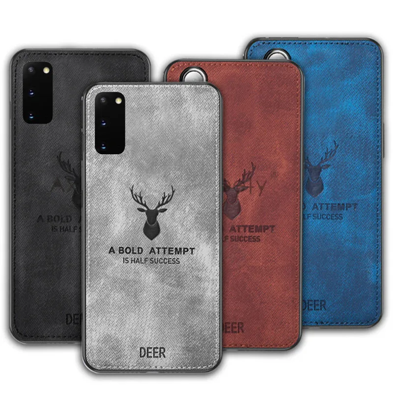Rugged Cloth Phone Case For Samsung Galaxy S7 S8 S9 S10 S20 Plus S22 Note 8 9 10 20 Ultra S21 A51 A7 Cloth Cover Elk Deer Shell