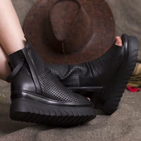high quality spring and summer 2020 fashion thick bottomed muffin shoes leather cool boots leather hole shoes fish mouth shoes