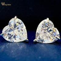 wong rain simple 925 sterling silver heart cut 77mm created moissanite gemstone women ear studs earrings fine jewelry wholesale