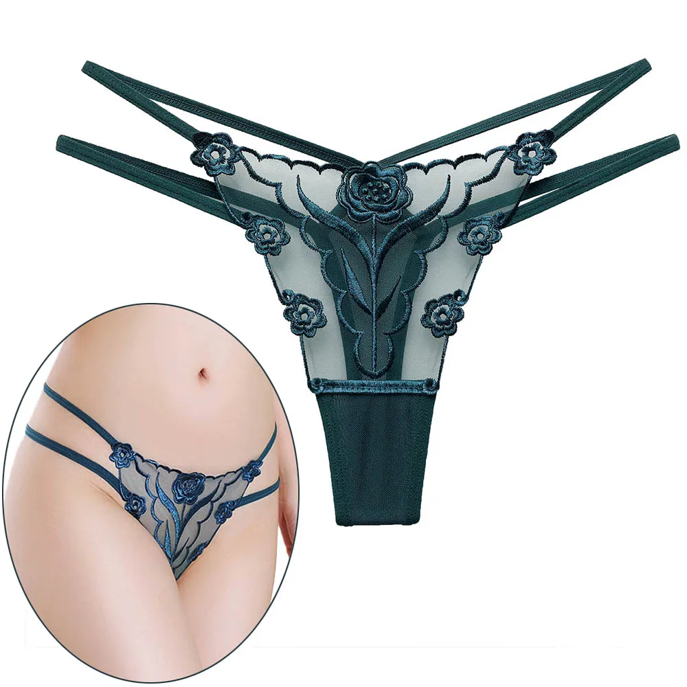 Сексуальные прозрачные женские стринги трусики с вышивкой Цветочная сетчатая