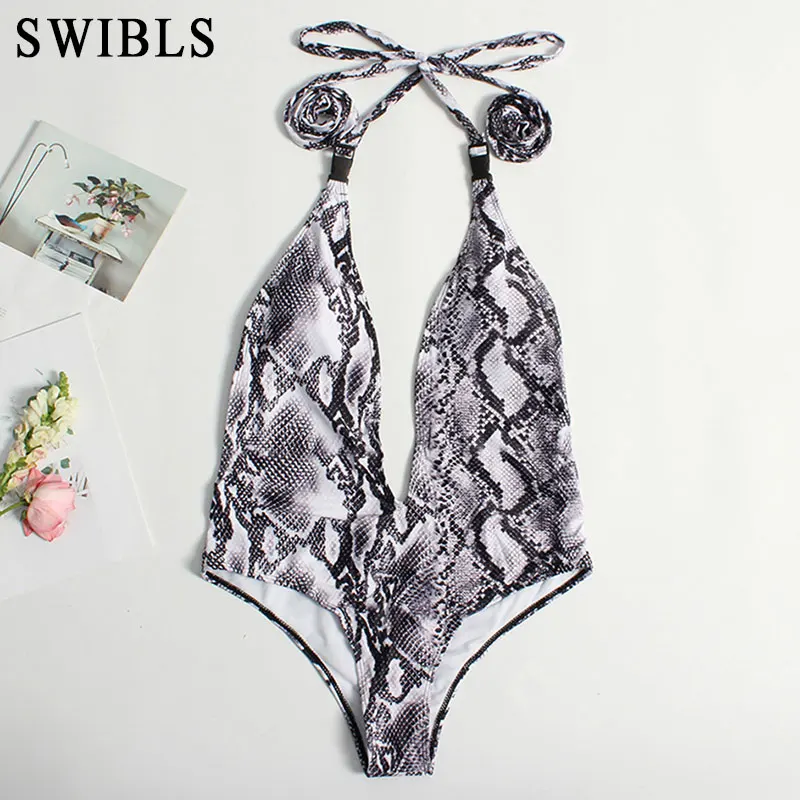 Женский сексуальный цельный купальник леопардовой расцветки 2020 черный