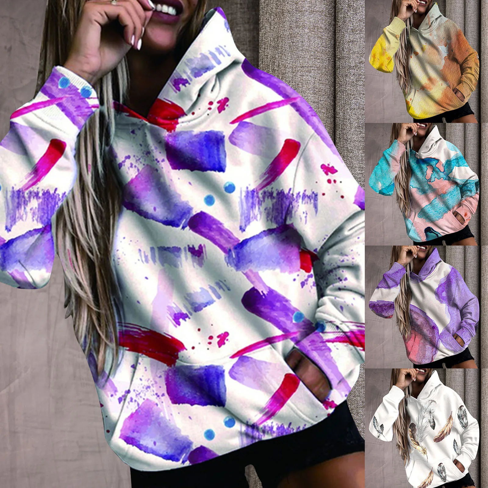 

Women Jacket Harajuku Hoodies Winter Fashion Warm Print Long-sleeved Oversized Hoodie Sweatshirt Casual Blouse Pullover Hooded
