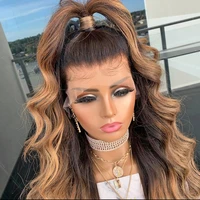 highlight wig human hair wigs long wave 13x4 lace front wigs for women brazilian pre plucked with baby hair ombre human hair wig