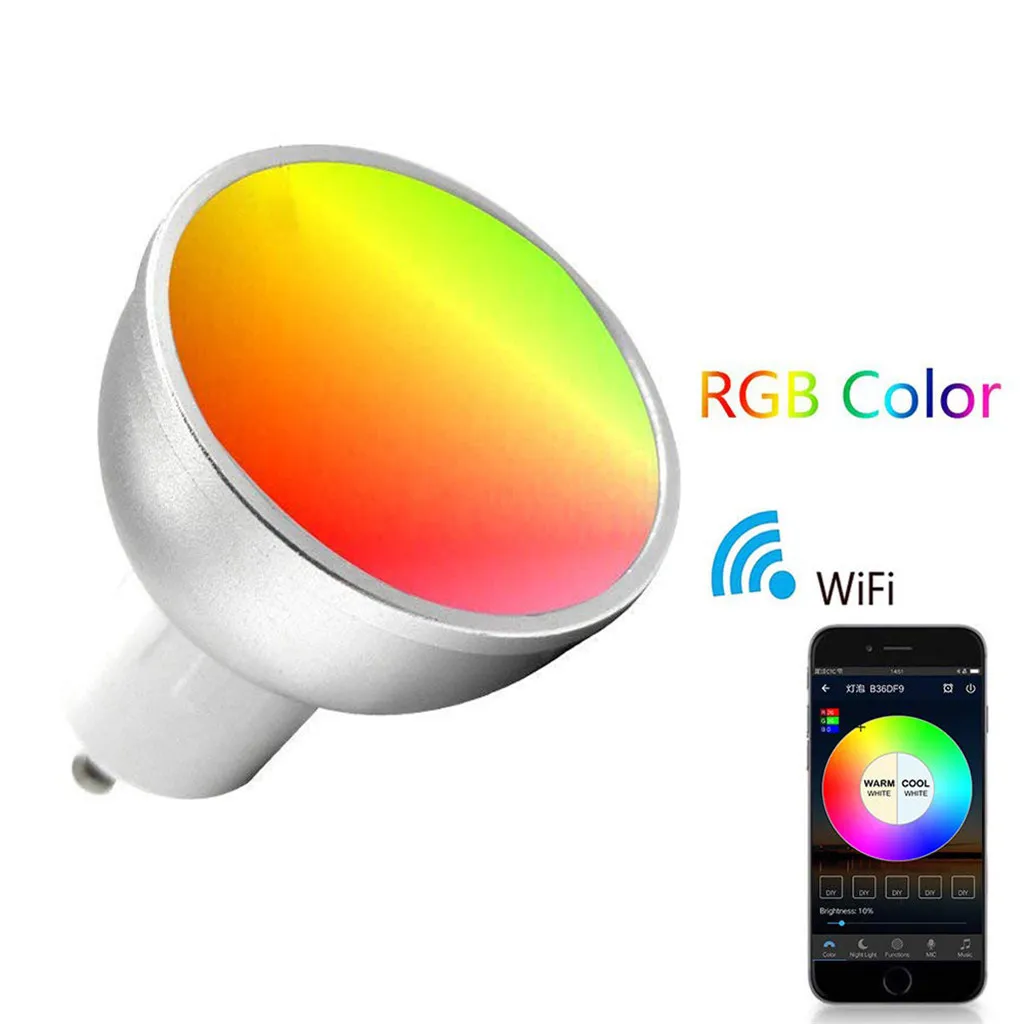 Умсветодиодный Светодиодная лампа GU10 5 Вт с регулируемой яркостью Wi Fi светильник