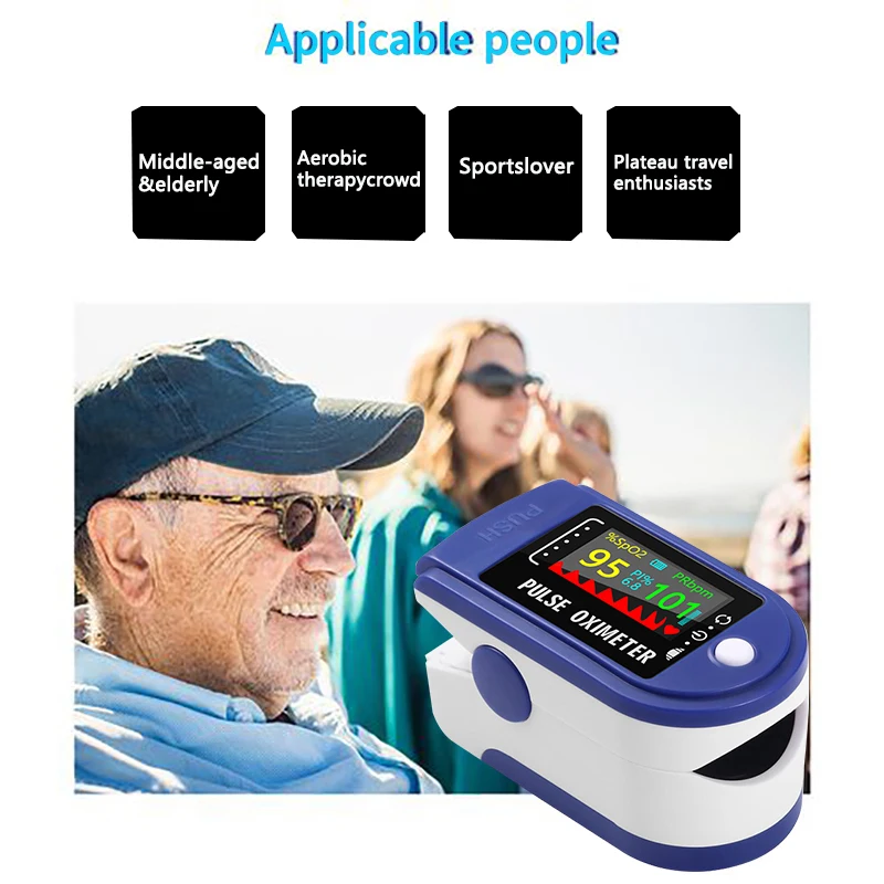 Пульсоксиметр на кончик пальца медицинский прибор для измерения пульса и уровня