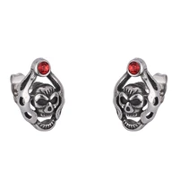 stainless steel zircon skull stud earrings for women fashion skeleton ear jewelry punk hip hop accessories party gift pd0803