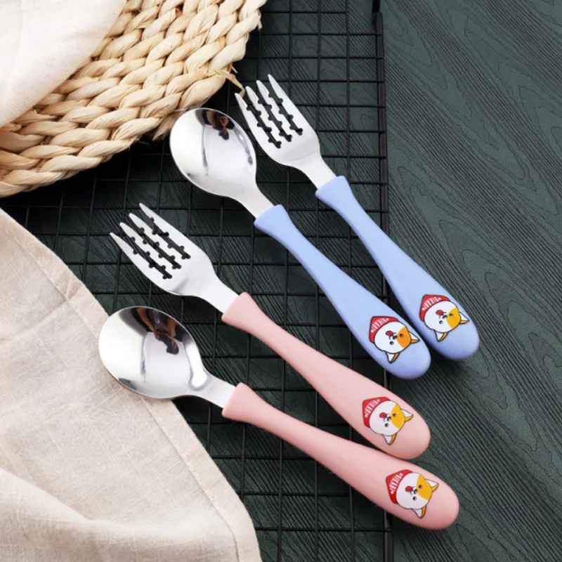 2 шт. милые детские столовые приборы из нержавеющей стали с рисунком детская