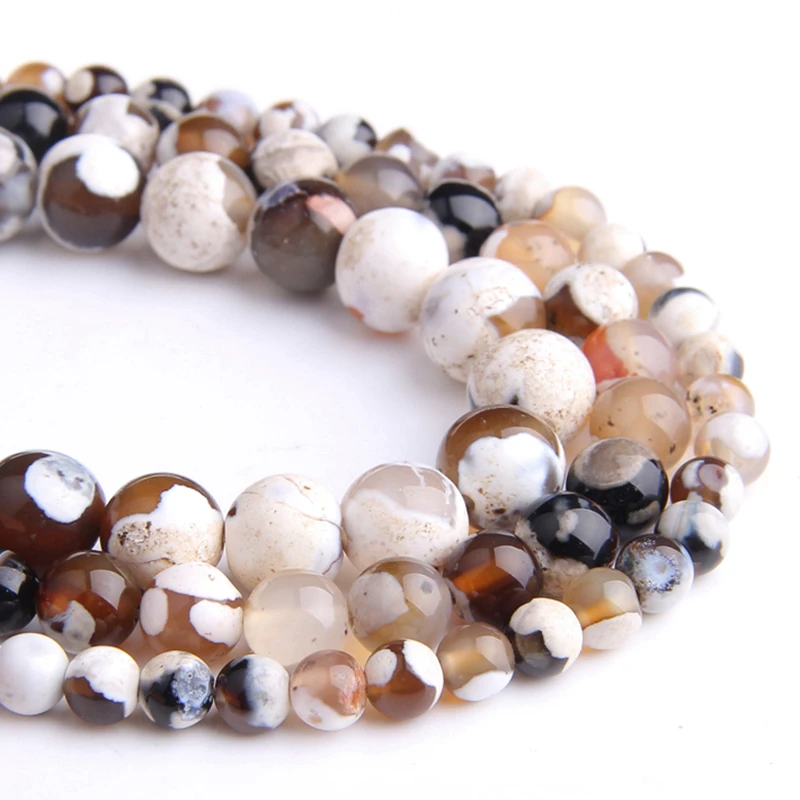 Натуральный белый огненные Агаты круглые бусины Свободные Spacer Бусины для