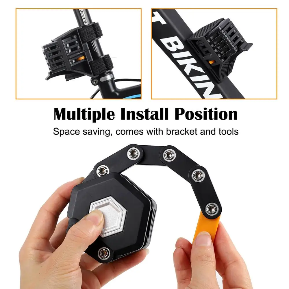 

Foldable Bike Lock With 3 Keys Mtb Road Bicycle Lock With Mount Bracket Strong Security Anti-Theft Cycling Bike Lock