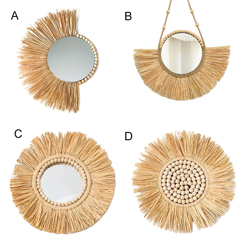 Зеркальная рафия ручной работы в марокканском стиле деревянные бусины