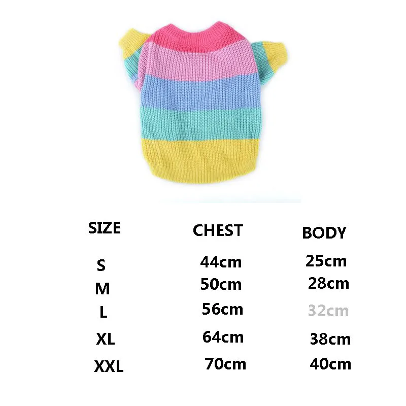 [Одежда для собак] Радужный свитер собак французский бульдог зимняя одежда | Дом и