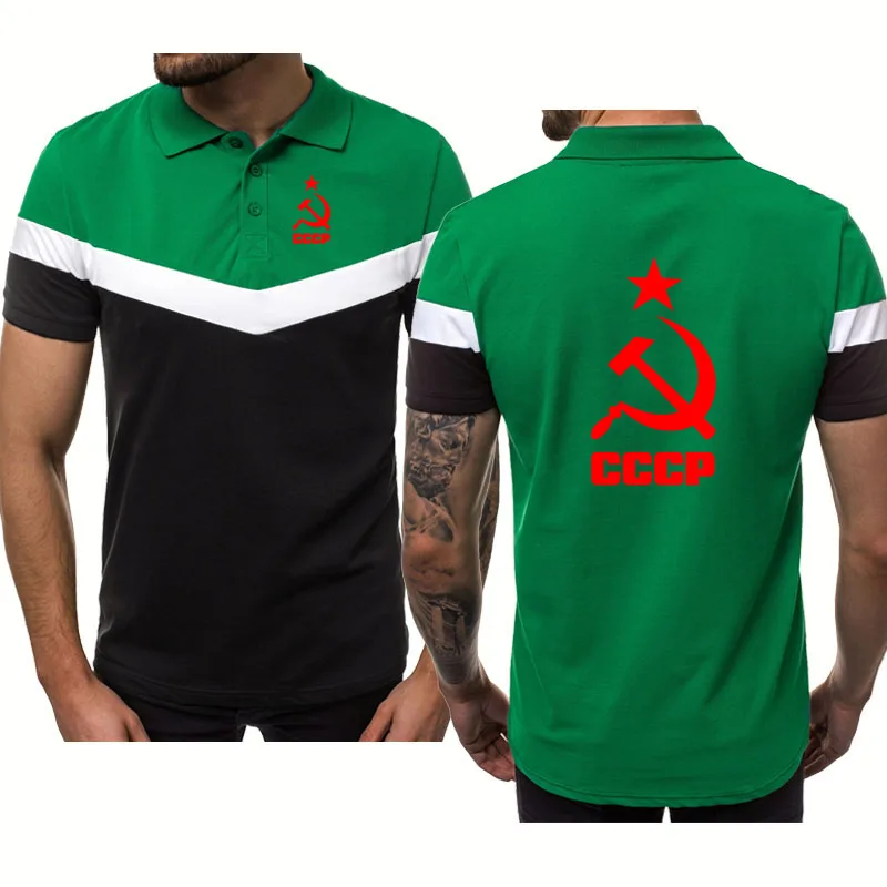 

Summer Men's short sleeve CCCP Russian USSR printing tops high quality Cotton Fashion casual trend Men's polo shirt