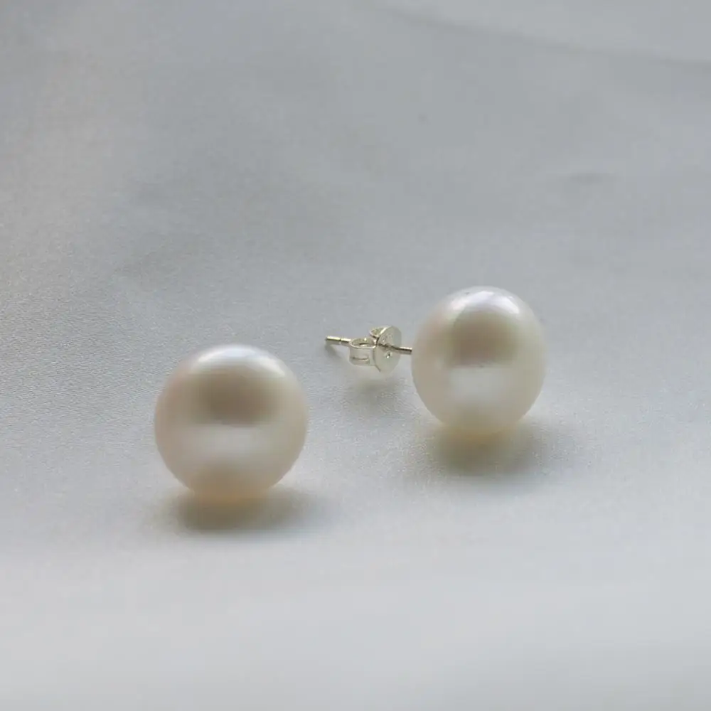 Huge pearl 13-14mm White freshwater stud earring for women | Украшения и аксессуары