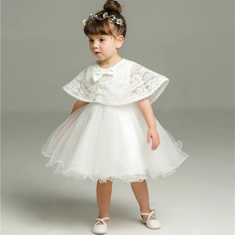 Свадебное платье с накидкой для маленьких девочек кружевное детское крещения