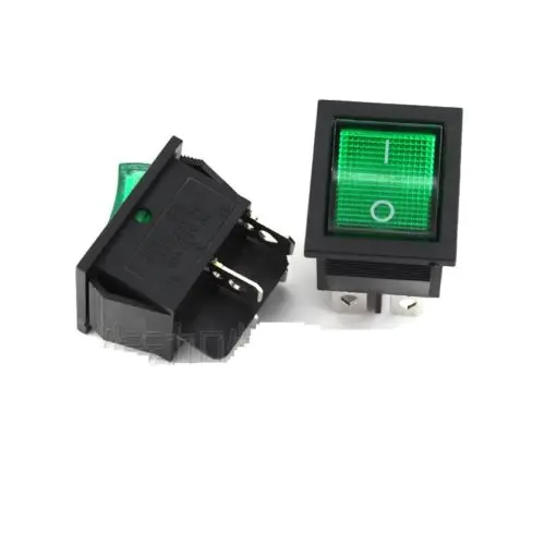 5 шт. Зеленая лампа 4 Pin ВКЛ/ВЫКЛ 2 позиционный клавишный выключатель DPST 16A/250 В KCD4-201 5 шт. Зеленая лампа 4 Pin ВКЛ/ВЫКЛ 2 позиционный клавишный выключатель DPST 16A/250 В KCD4-201