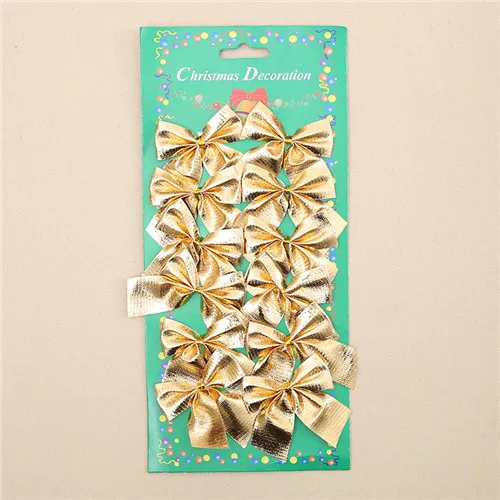 1pack 12 pcs Gold 12 шт., красивые золотые бантики, рождественские украшения, елочные украшения, вечерние бантики, безделушки, новогоднее, Рождественское украшение для дома - Цвет: 1pack 12 pcs Gold