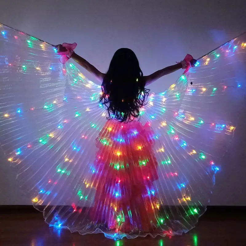 

Colorful LED Light Dance Wing Children's Belly Dance Performance Show Fluorescent Butterfly Cloak Without Battery
