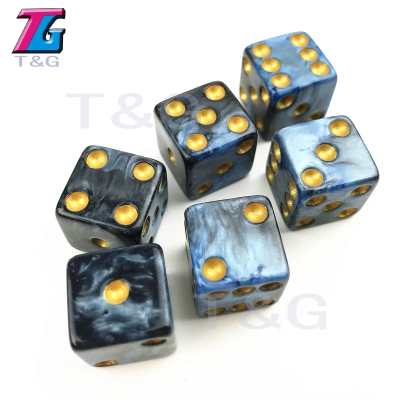 T& G игральные кубики Высокое качество 16 мм смешанный цвет Стандартный точки 6 шт./компл. D6 квадратный ролевая игра для Настольная игра