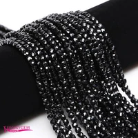 natural black spinels stone loose beads high quality 4mm faceted square shape diy gem jewelry accessories 38cm a3495