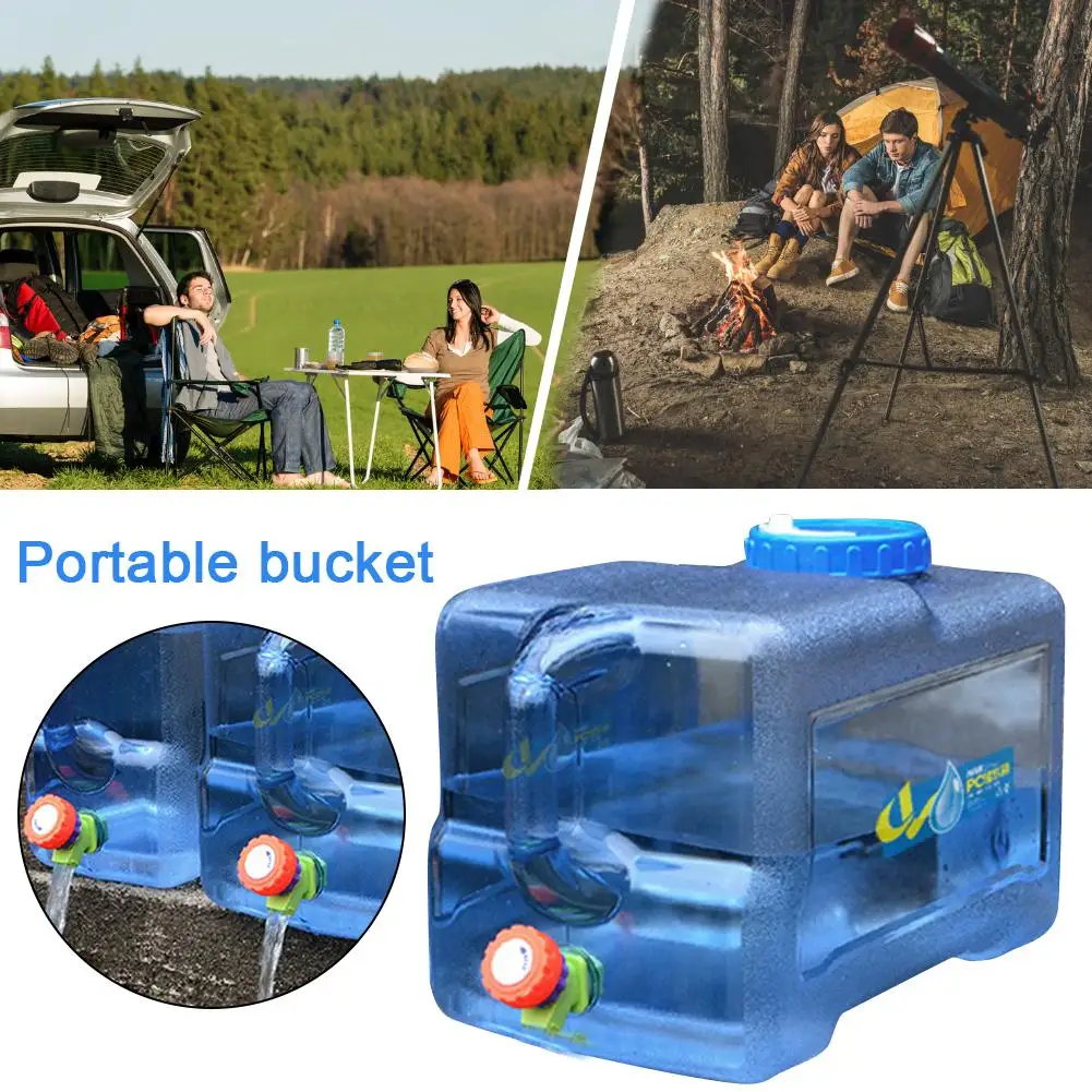 

22L Square PC Hole Cover Thickened With Faucet Self-Driving Car Portable Bucket Outdoor Camping Water Carrier Storage Container
