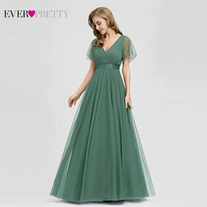 Голубое платье для выпускного вечера размера плюс Ever Pretty EP07962 элегантное женское сексуальное длинное платье из тюля с v-образным вырезом для выпускного вечера вечерние летние платья