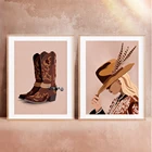 Винтажный богемный ковбойский фото постер сапоги печать красивой девушки цифровой принт Западная Стена художественное украшение настенные картины для комнаты