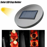 2pcs car solar cup holder pad red led interior atmosphere light coaster car accessories for rv camper trailer truck van boat