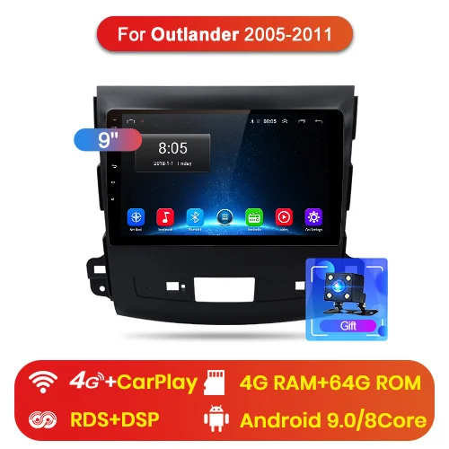 4G (4GB 64GB) Junsun V1 pro 4G+ 64G CarPlay DSP Android 8,1 автомобильный Радио Мультимедиа стерео плеер gps для Mitsubishi Outlander xl 2 2005-2011 2Din - Цвет: 4G (4GB 64GB)