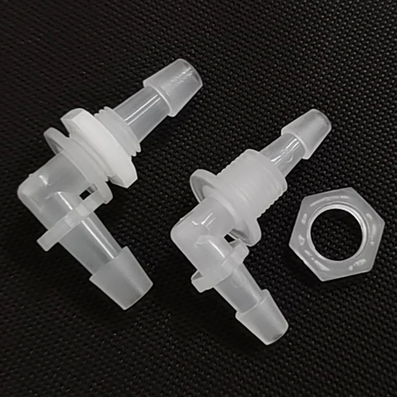 

5pcs Through-plate Elbow connector with Hex Nut G1/8 G1/4 Hose Joints Panel mount hose barb connector Bulkhead Threaded Elbow
